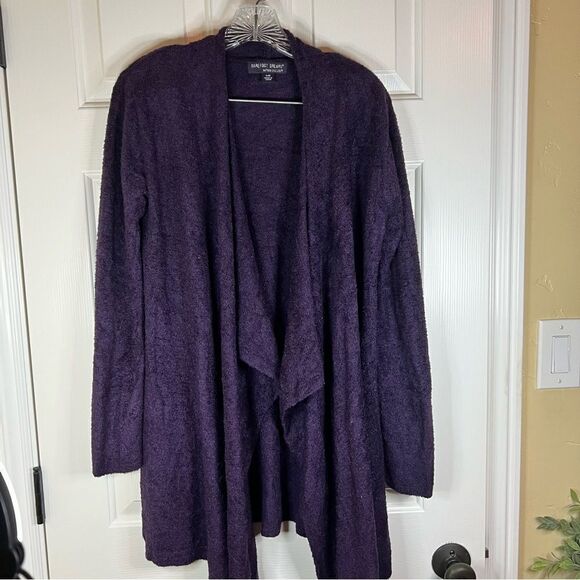 Barefoot Dreams Deep Purple S/M Bamboo Chic Light Cardigan Soft‎ Comfy Warm - Picture 1 of 5